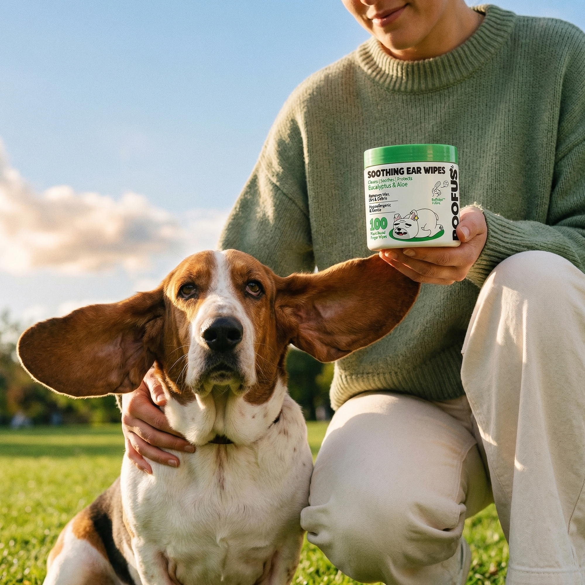 Soothing Ear Wipes - Eucalyptus & Aloe - 100 Dual-Sided Finger Wipes