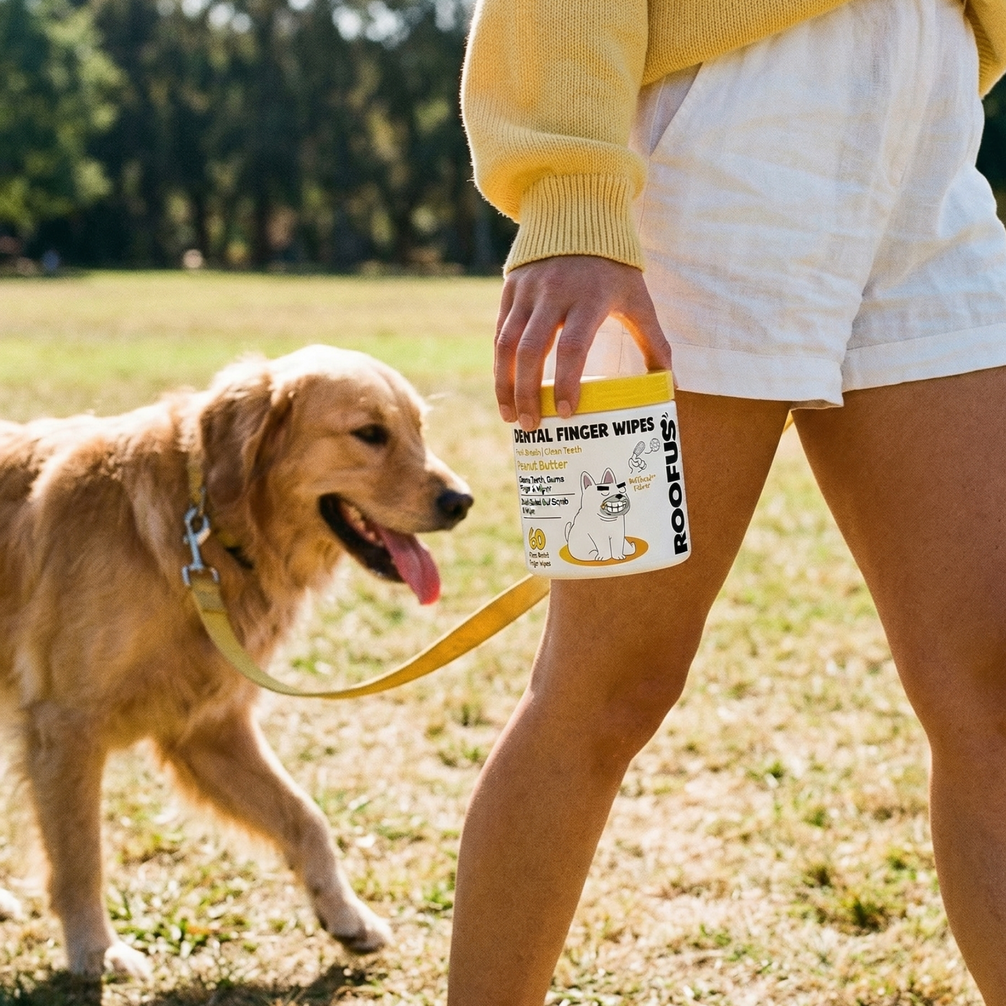 Dental Finger Wipes - Peanut Butter - 60 Dual Sided Wipes.