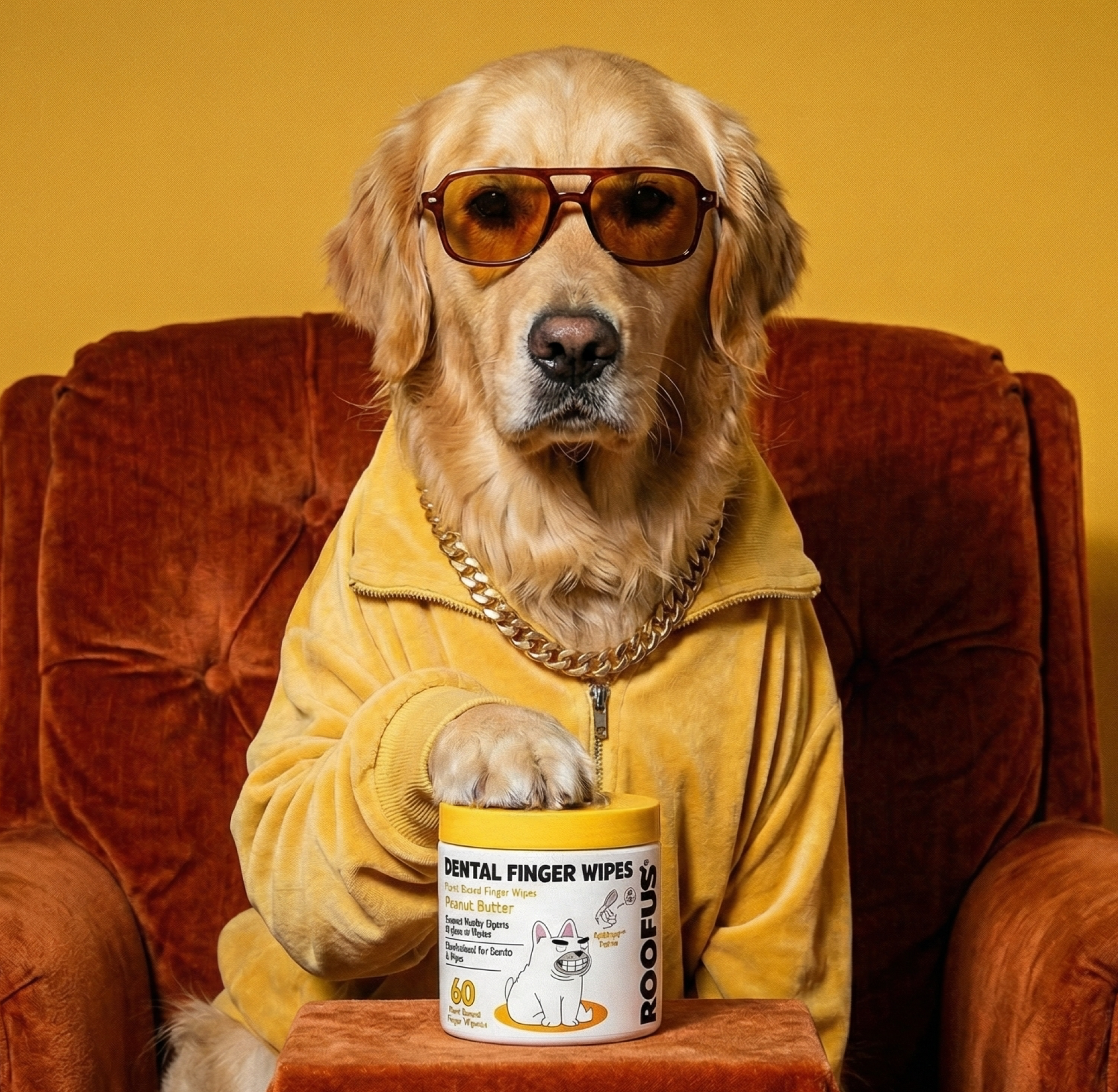 Dental Finger Wipes - Peanut Butter - 60 Dual Sided Wipes.