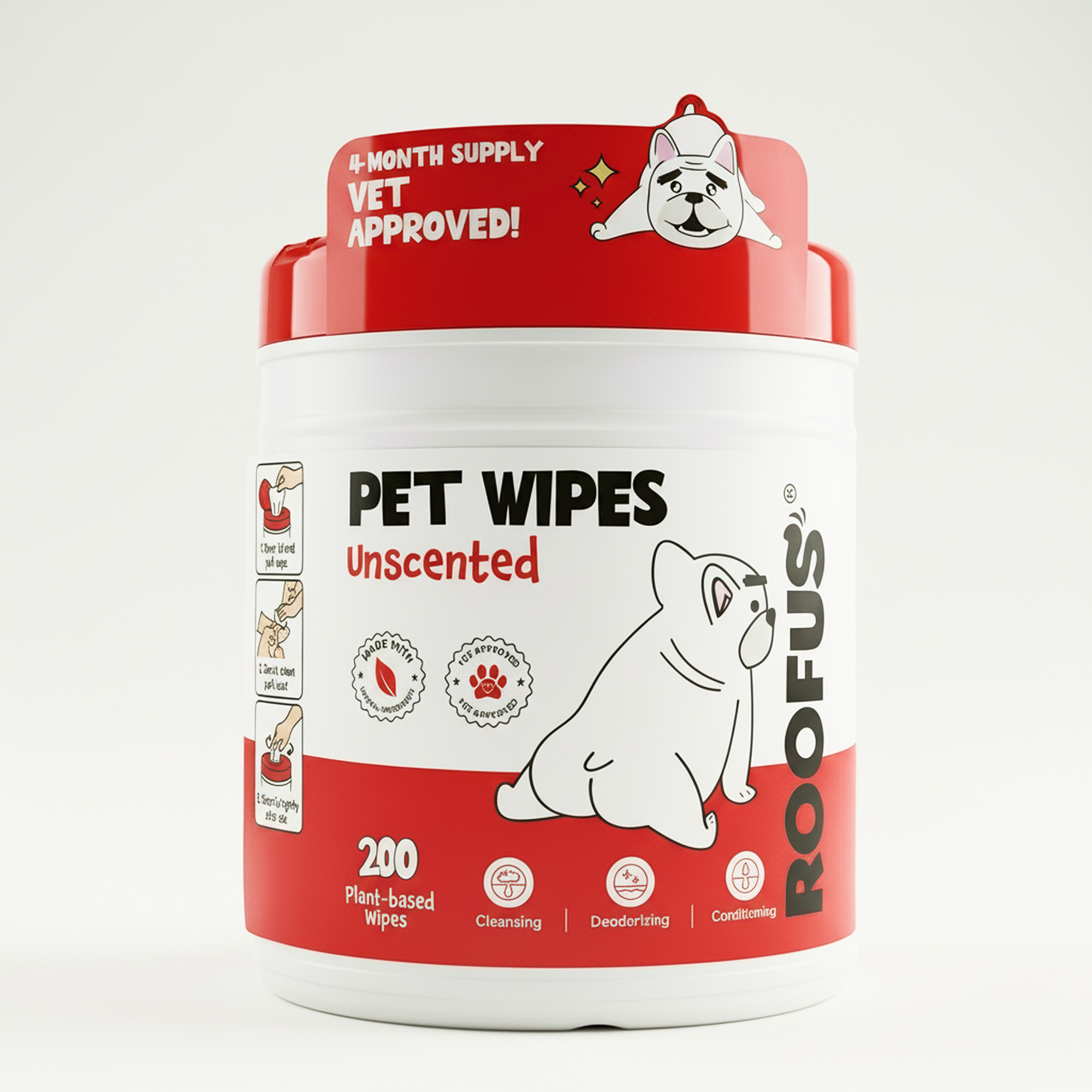 Pet Wipes - Unscented - 200 XL Wipes